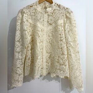 Ultra Pink Lace Long sleeve mock neck top